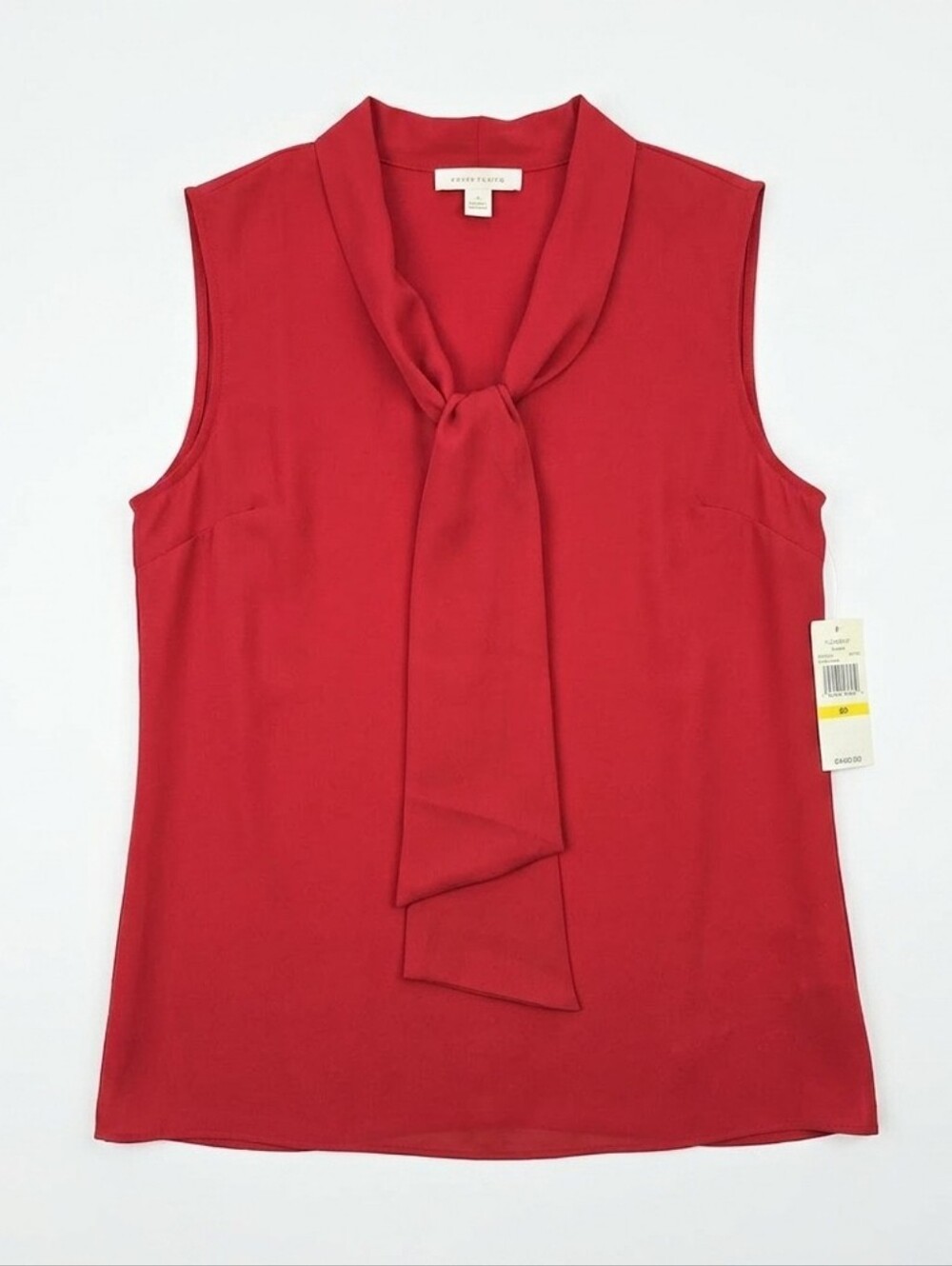 Laundry by Shelli Segal NWT Red Tie Neck Sleeveless Blouse Top Work Office Sz M